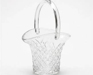 369 Cut Crystal DiamondPattern Basket with Handle
