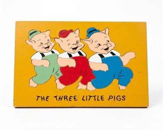 282 Vintage The Three Little Pigs Wooden Tray Puzzle