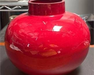 0402 Crate  Barrel Red Ball Ceramic Vase, Portugal