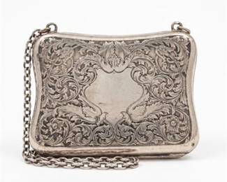 272 Silveroin Engraved Coin Purse, Art Nouveau