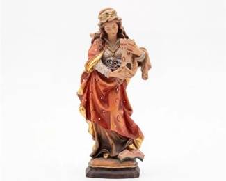 0491 Max Keller Oberammergau Wood St. Barbara Figurine