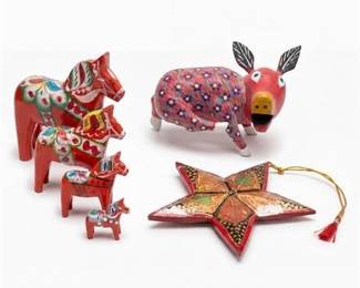 0601 Nils Olsson Dala Horse  Oaxacan Carved Folk Art Lot