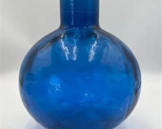 386 Spanish HandBlown Blue Art Glass Globe Vase