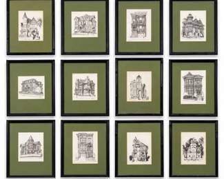 0344 Set of 12 Framed San Francisco Victorian House Prints