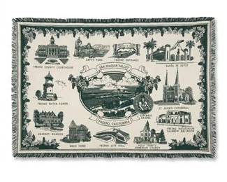 0524 Fresno California Landmarks Woven Cotton Tapestry Throw