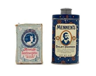 0396 Mennen Centennial Powder Tin  Mirabeau Antiseptic Soap Box