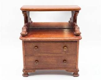 0212 Miniature Victorian Mahogany Washstand with Mirror