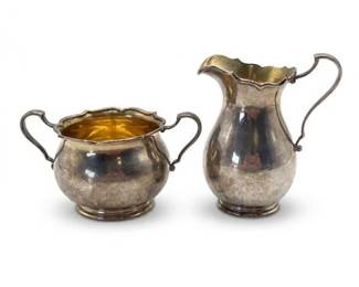 606 International Sterling Silver C42 Creamer  Sugar Set, Gilt Interiors