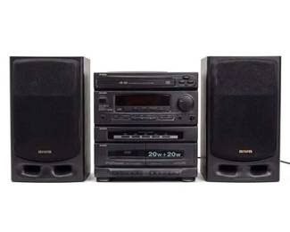 0217 Aiwa CXZ670U Compact Disc Stereo System 3Disc Changer Dual Cassette Speakers