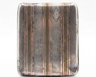 277 Art Deco Mixed Metal Striped Cigarette Case