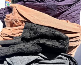 Various women’s pants, skirts, and other bottoms.