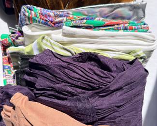 Various women’s pants, skirts, and other bottoms.