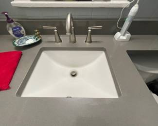$400 -- Bathroom ONE-YEAR-OLD vanity, stone countertop, sink, faucet