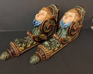 Majolica Art Nouveau Brackets