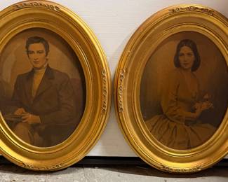 Pair Vintage Oval Prints