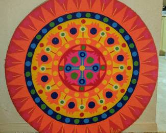 Large painted fabric artwork by Luis