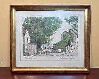 William McK. Spierer "The Picket Fence" Watercolor