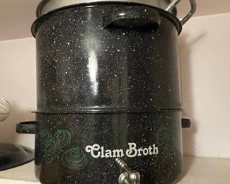 Vintage Granite Ware "Clam Broth" Steamer Pot