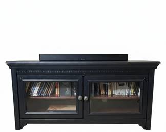 Black Media Console with Glass Doors
