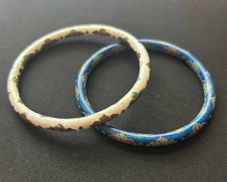 Vintage Cloisonné Enamel Floral Bangles