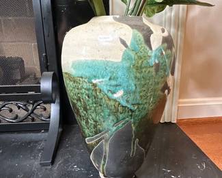 Raku Glazed Ceramic Vase