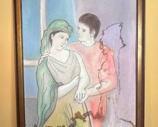 Figurative Watercolor Painting Signed Jack B. '76