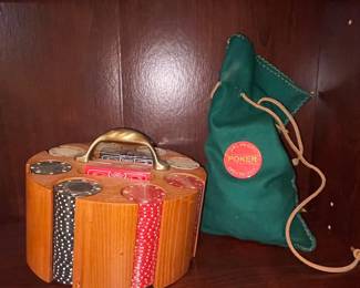 Poker Chip Set with Wooden Carousel