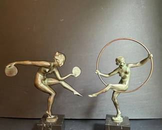 Art Deco Bronze Hoop Dancer Sculptures