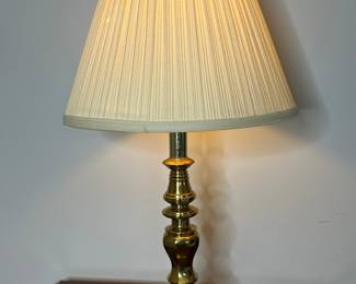 Vintage Brass Table Lamp with Pleated Shade