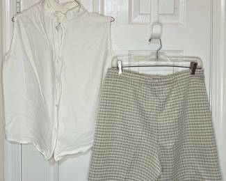 Vtg Sleeveless Blouse and Plaid Shorts
