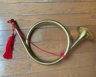 Brass Hunting Horn with Red Tassel