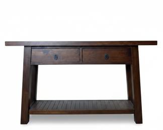 Console Table with Two Drawers and Slatted Shelf