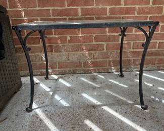 Vintage Wrought Iron and Glass Top Side Table