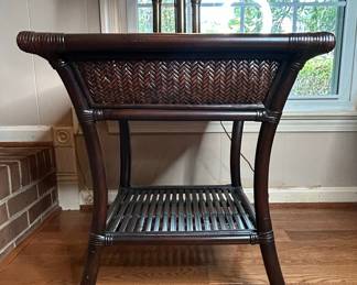 Vintage Rattan and Wicker Side Table