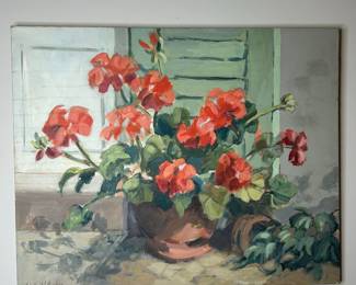 Erlythe W. Cordon Oil Painting of Geraniums