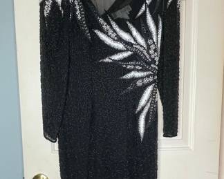 A.J. Bari Beaded Silk Dress Vtg