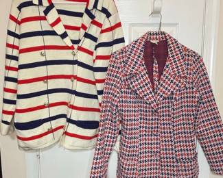Lilly of California Striped Knit Cardigan and Houndstooth Blazer Vtg