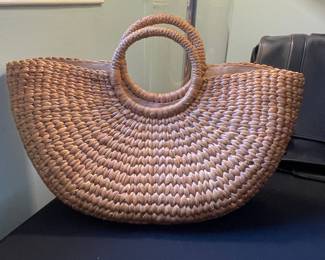 Straw Tote Bag with Round Handles