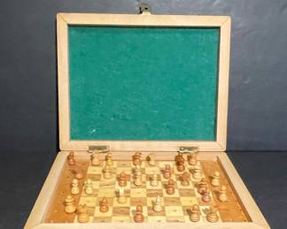 Vintage Wooden Travel Chess Set