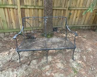 Vintage Wrought Iron Glider Bench