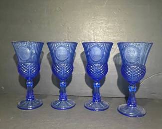 Avon "George & Martha Washington" Cobalt Blue Glass Goblets
