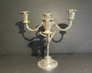 Silver-Plated Three-Light Candelabra