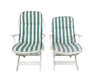 Grosfillex Adirondack Chairs with Striped Cushions
