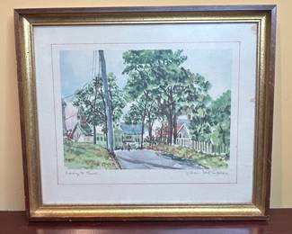 William McK. Spierer "Going to Church" Watercolor Lithograph