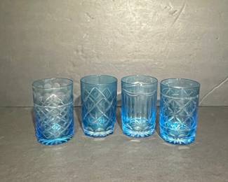 Blue Cut Glass Tumblers