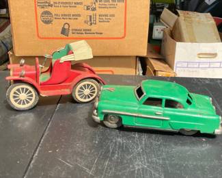 Vintage Tin Toy Cars - Masudaya Ichiko Pontiac & Red Open-Top