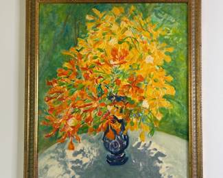 Floral Still Life Oil Painting Vtg