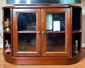 Wood Media Console with Glass Doors
