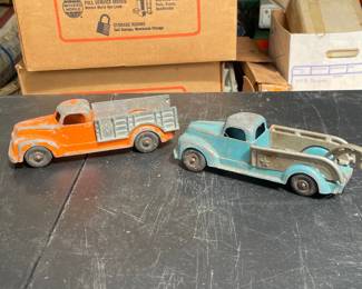 Hubley Kiddie Toy Trucks - Flatbed and Tow Truck