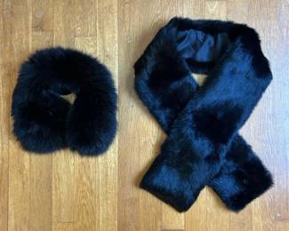 Black Fur Stole and Matching Collar
